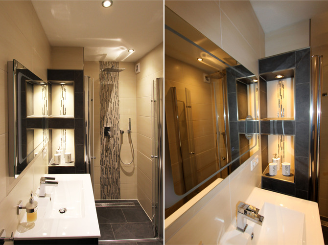 Ferienwohnung in Schönhagen - FerienWohnung Perlentaucher - Bad mit ebenerdiger Dusche und modernem WC