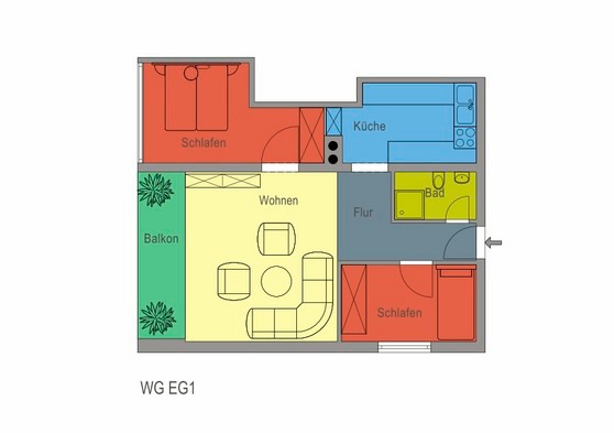 Ferienwohnung in Kellenhusen - Haus Sommerland EG 1 - Grundriss